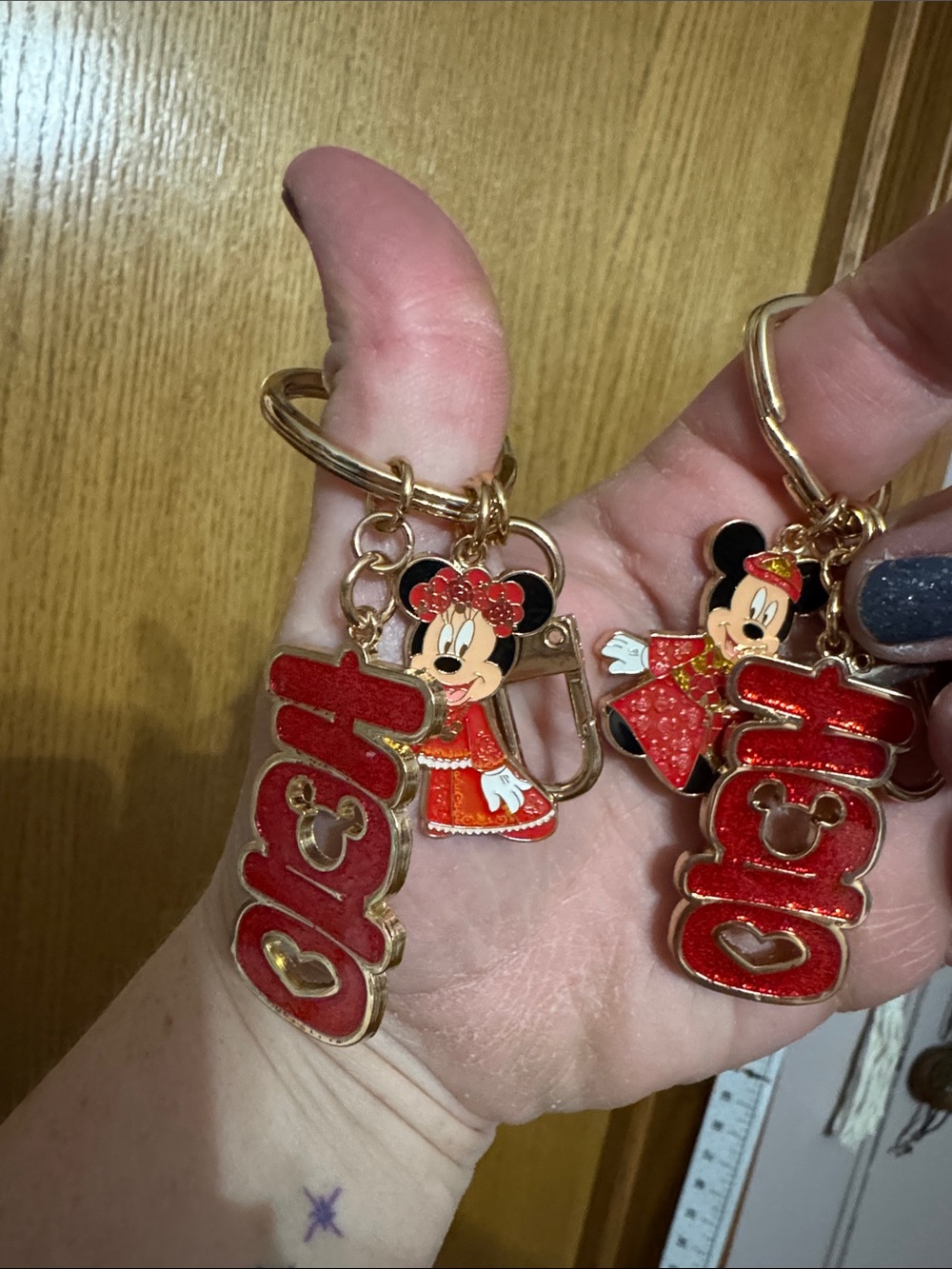 Disney Mickey Red and Gold Glitter Key Charm